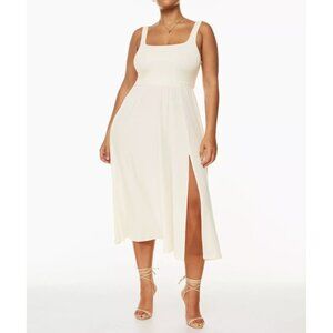Aritzia Wilfred Market Slit Dress Midi Tank Fit Flare Lyocell Birch Off White